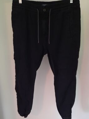 Charcoal Navy Blue Men's Jogger Pants with Elastasized Drawstring Waist XL/36